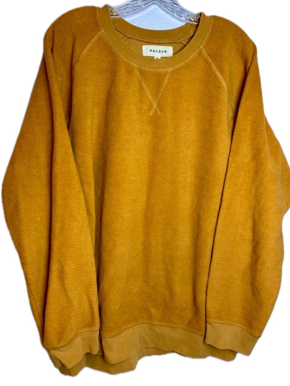 PacSun Men's Mustard Crewneck Oversized Pullover Sweatshirt